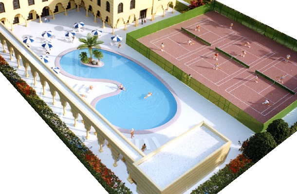 modello plastico impianto sportivo piscina tennis