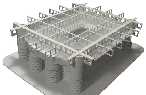 modello plastico impianto sportivo stadio monocromatico